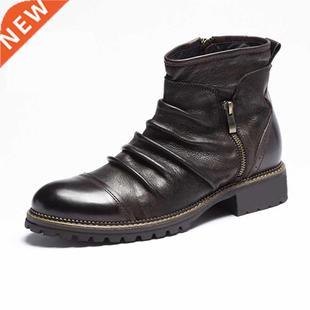 Leather Boots Ankle Autumn Boot Zipper Men Retro New Fashion