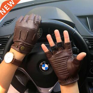 Man Half Finger Gloves NEW Summer Mens Goatskin Retro Motorc
