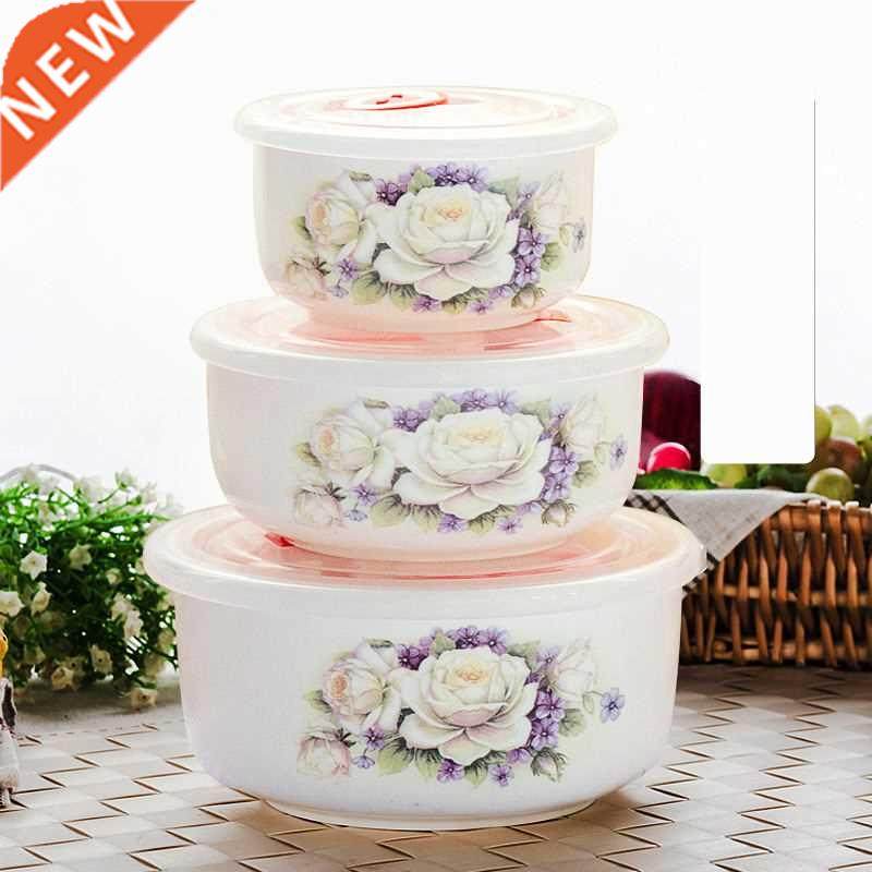 Three-piece set, bone china lunch thermos, ceramic container