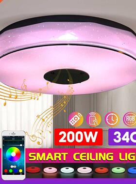 200W 34cm RGB Dimmable Music LED Ceiling Lamp Remote & A