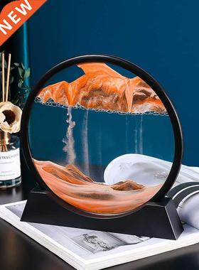 7/12inch Moving Sand Art Picture Round Glass 3D Deep Sea San