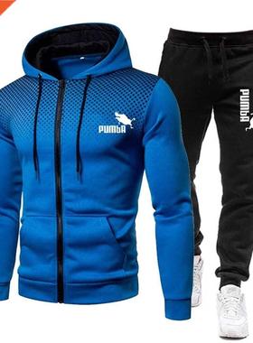 New Winter Men's Clothing Men Sets Printing Hoodie Set Fleec