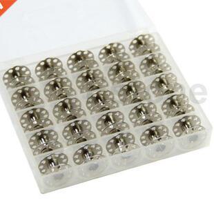 25Pcs Empty Bobbins Spool Metal Case For Br Janome Sing