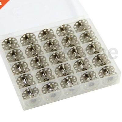 25Pcs Empty Bobbins Spool Metal Case For Br Janome Sing