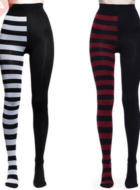 Striped Yoga Legging Women Print Goth Style Long Tights Casu