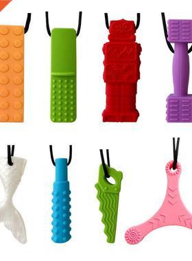 Baby Silicone Teether Kids Chew Necklace Sensory Chewy Penda