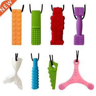 Baby Silicone Teether Kids Chew Necklace Sensory Chewy Penda