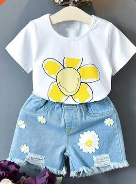 2T Girls Clothes Sets Summer Toddler Kore Style Flower Coll