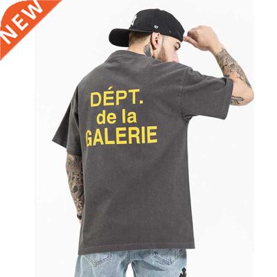 High Sreet Washed Letter Print Cotton Tshirts Mens Short Sle