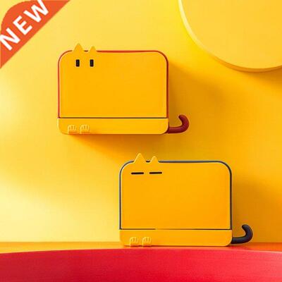 Double-layer Soap Dish Wall-mounted Drain Soap Rack Flip Lid