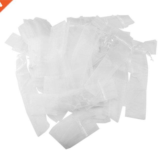 100 Pack Folding Hand Fan Pouch Drawstring Organza Bags Fold