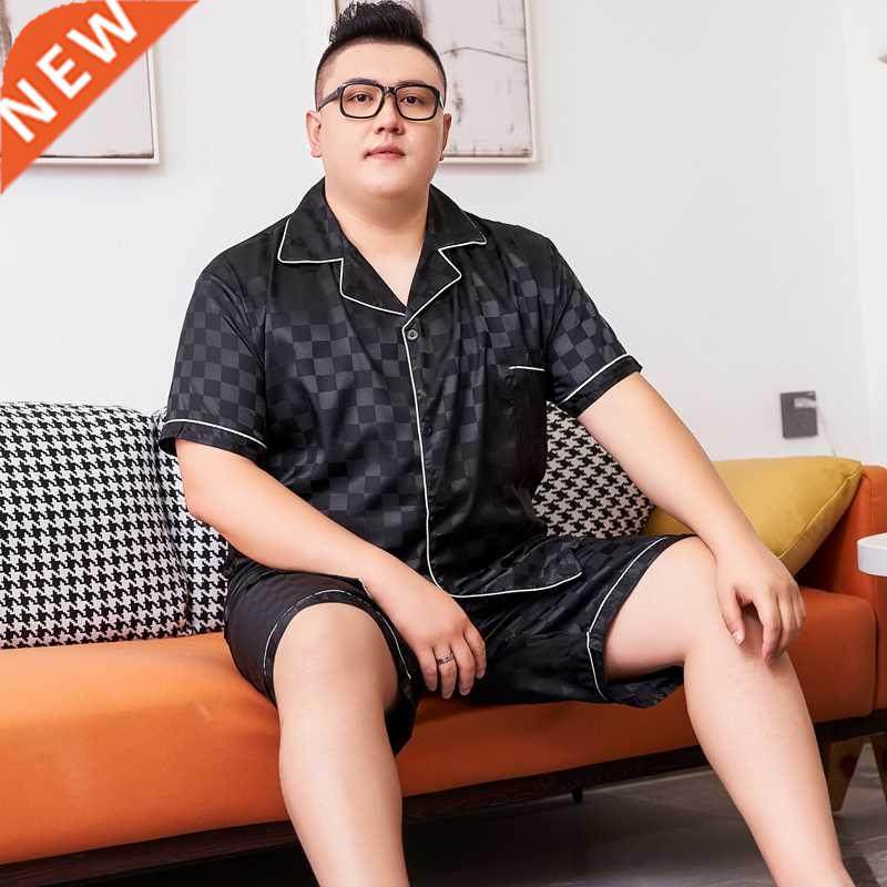 Men's Pajamas Ice Silk Summer Short Sleeve Silk Plus Size Pr