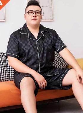 Men's Pajamas Ice Silk Summer Short Sleeve Silk Plus Size Pr
