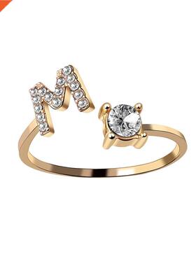 Fashion 26 Initial Letter Ring Gold Silver Color Personality