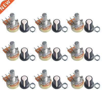 9 PCS(1pc*9 Value) Linear Potentiometer 15mm Shaft With Nuts