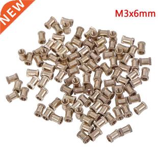 Round Brass Knurl 100pcs Insert Threaded Thread Nuts Mx6mm