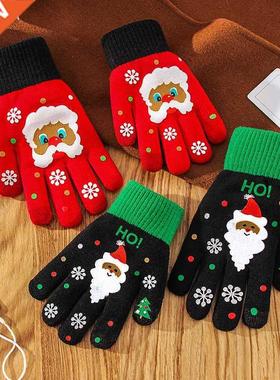 1 Pair Santa Claus Printed Touch Screen Gloves Christmas Men