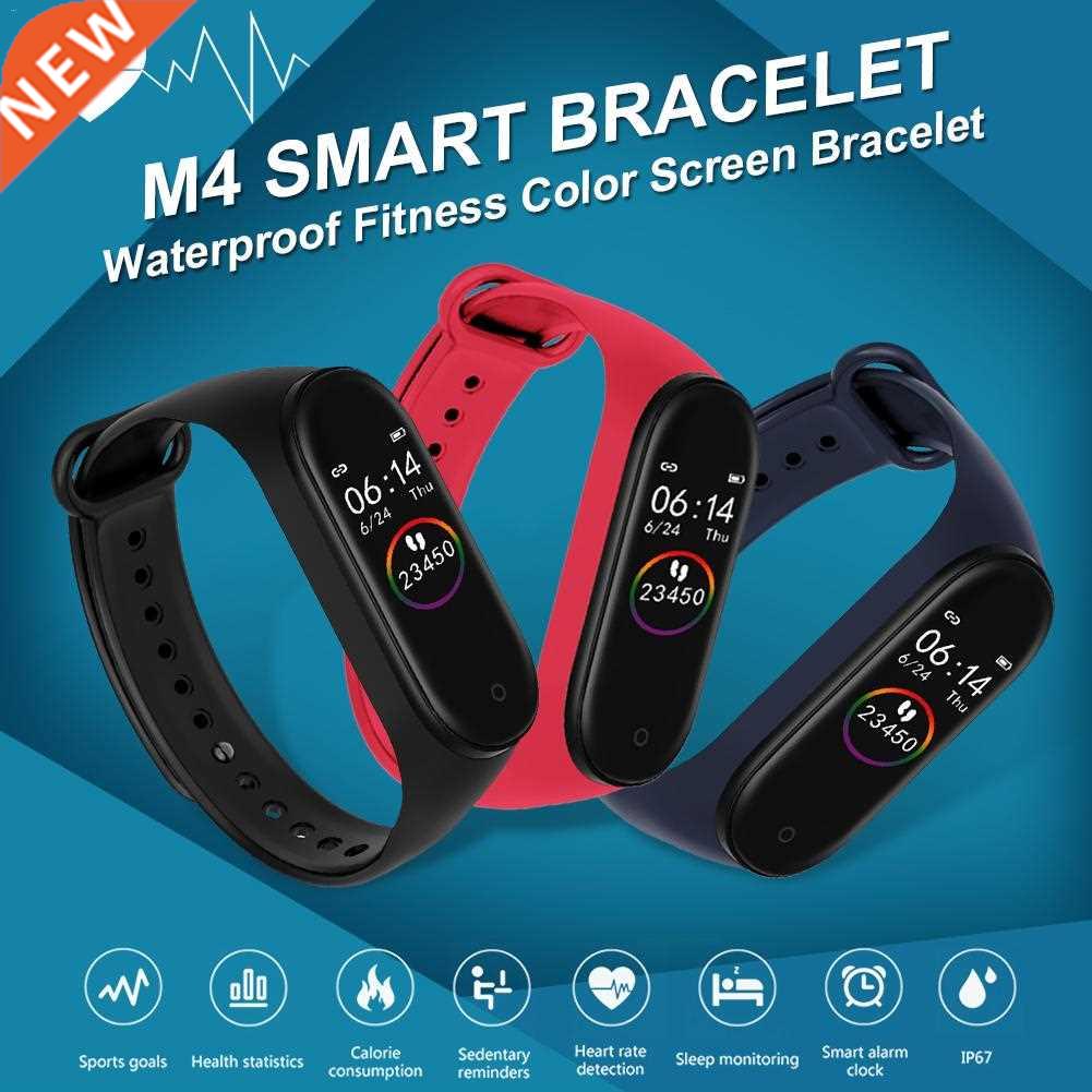 M4 Smart Bracelet Color Screen Smartband ess Traker Blu