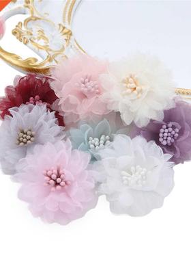 10Pcs 4Cm Chiffon Artificial Flowers Head Room Wedding Decor