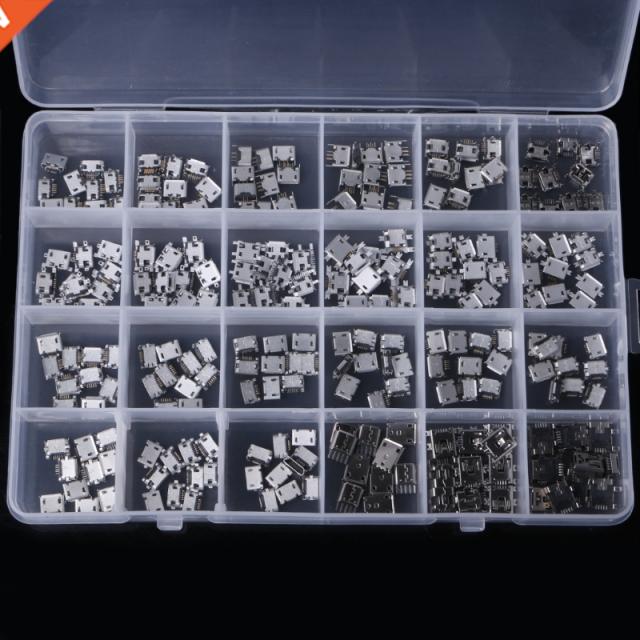 240 Pcs 24 Models Micro USB Connector Socket Jack For MP3/4/