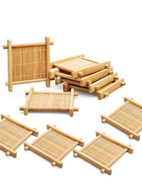 10 Pack Bamboo Coasters Coffee Cups Mats Teacup Saucers Squa