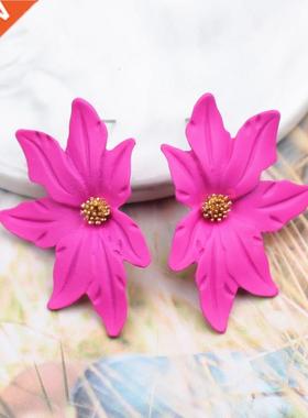 New Korean Style Spray Paint Big Flower Stud Earrings For Wo