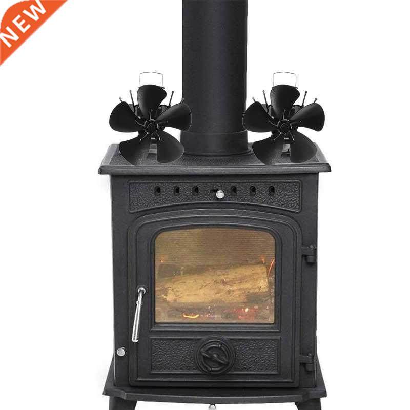 Upgrade Black Fireplace 5 Blade Heat Powered Stove Fan Log W