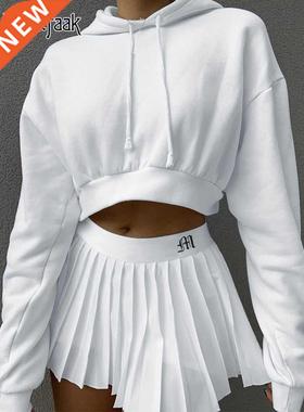 Waatfaak White Pleated Skirt Short Woman Elastic Waist Mini