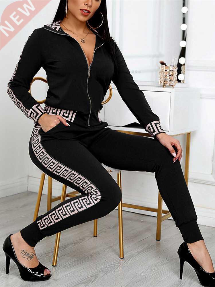 2021 Tracksuits Women Elegant Two-Pieces Suit Sets Female St