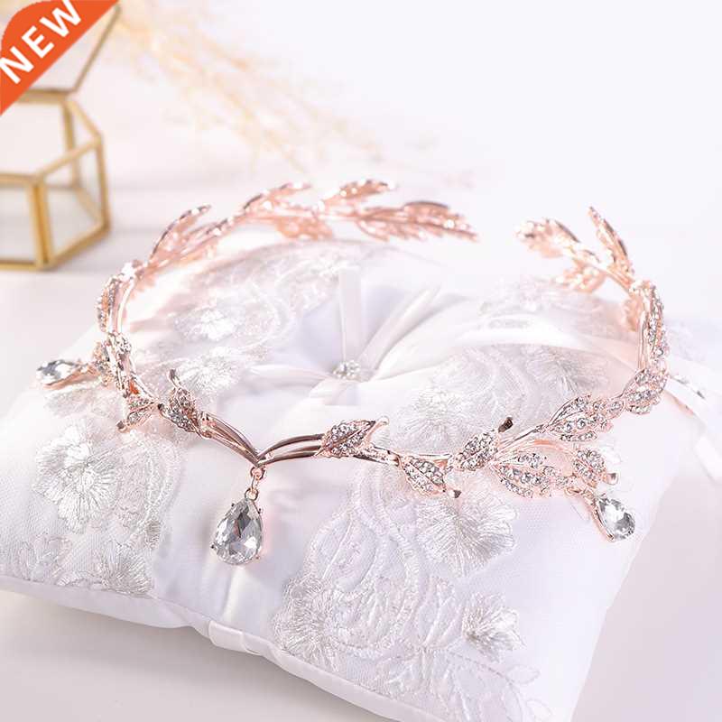 KMVEXO Rose Gold Crystal Crown Bridal Hair Accessory Wedding