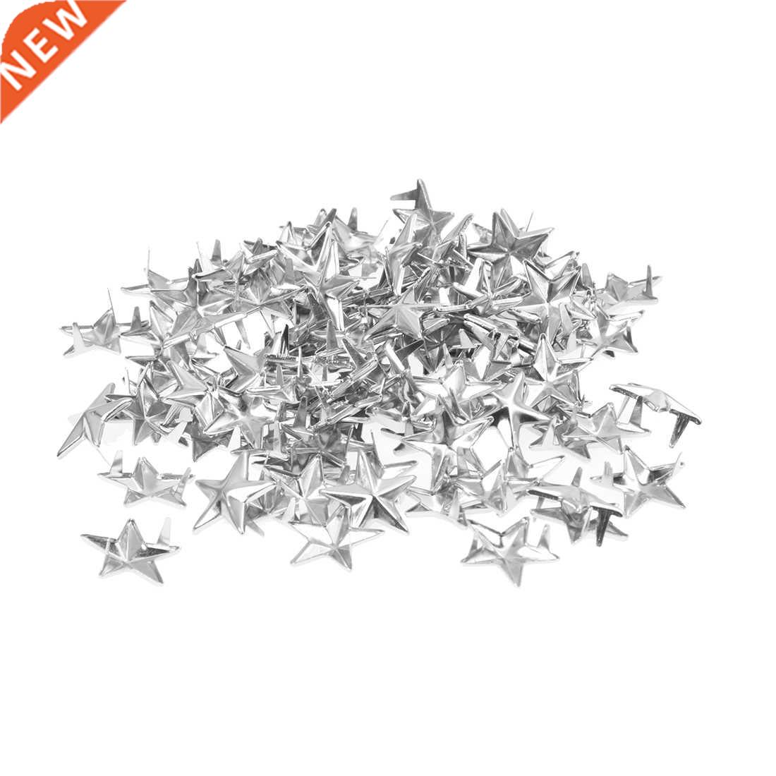 100 rivets applied silver 15mm star shaped spikes