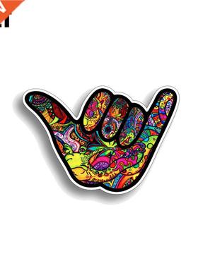 YJZT 12.7CM*8.9CM Shaka Hang Loose Graffiti Car Sticker Ref
