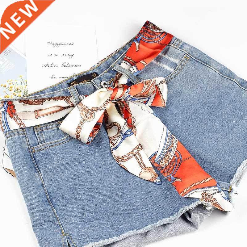 AWAYTR Female Floral Silk Scarf Knotted Cloth Belt Chiffon R