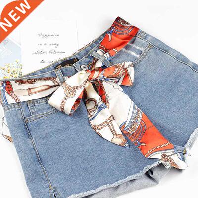 AWAYTR Female Floral Silk Scarf Knotted Cloth Belt Chiffon R