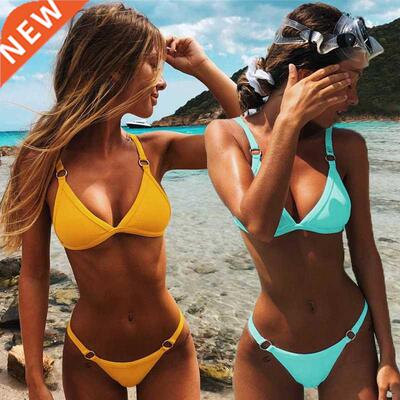 Bikini 2020 New Summer Solid Bikini Set Low Waist Swimwear W