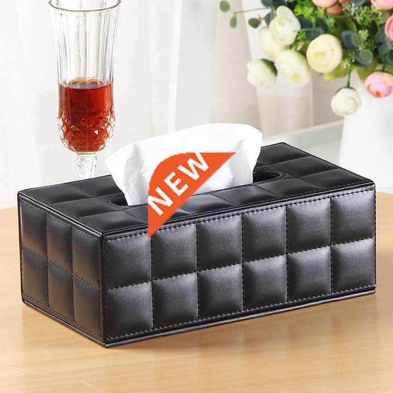 Room Kitchen Car PU Leather Tissue Box Holder Napkin Paper C