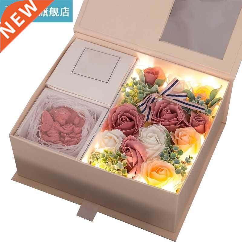 Flowers Box Necklace Jewelry Holder Paper box Faux Rose Flow