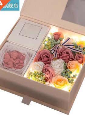 Flowers Box Necklace Jewelry Holder Paper box Faux Rose Flow