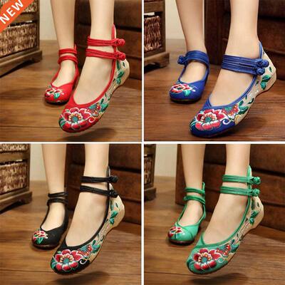 Casual Woman Flat Shoes Vintage Flowers Spring Summer Chines