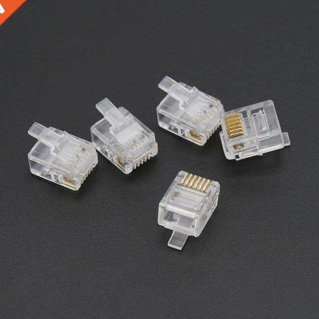 51BD 100pcs RJ12 6P6C Modular Cable Head Telephone Connector