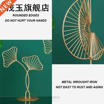Nordic Style Bookshelf Iron Art Home Decor Ginkgo Leaf Figur