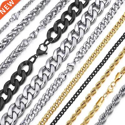 Stainless Steel Chain Necklace for Men Women Curb Cuban Link
