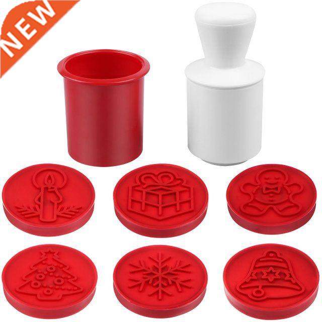 1Set Plastic Christmas Theme Cookie Hand Press Stamps Cookie