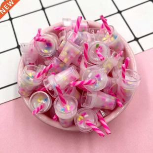 Charms Candy Cabochons back Flat Hole wth Cup Resn 10Pcs