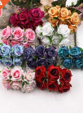 6PCs/Lot Silk Rose Artificial Flowers 3cm Mini Fake Flower F