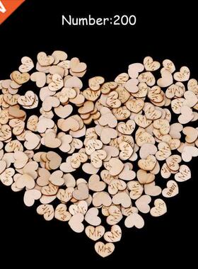 200Pcs MR./MRS. Wooden Heart Table Confetti Wedding Party DI