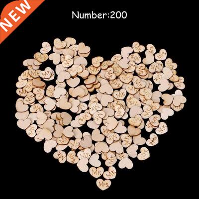 200Pcs MR./MRS. Wooden Heart Table Confetti Wedding Party DI