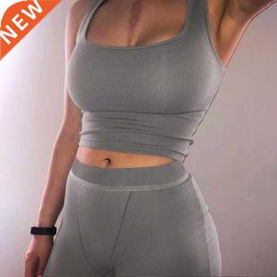 Set Sretch Top Crop Sleeveless Yoga Color Solid High 2022