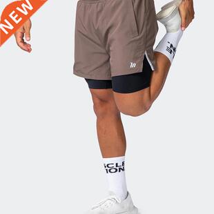 New 2 in 1 Fitness Shorts Men Running Quick Dry Bermuda Summ