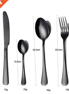 Black Tableware Stainless Steel Cutlery Set Forks Knives Spo
